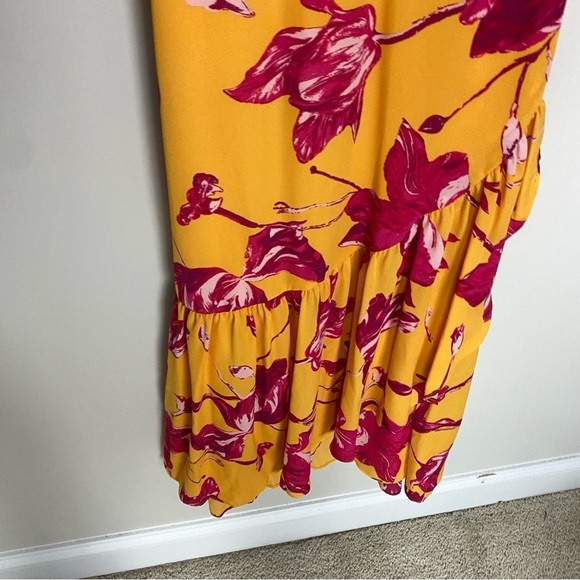 Color Me Courtney Eleanor Wrap Dress Floral Maxi Womens Medium Orange Ruffle - Picture 3 of 9